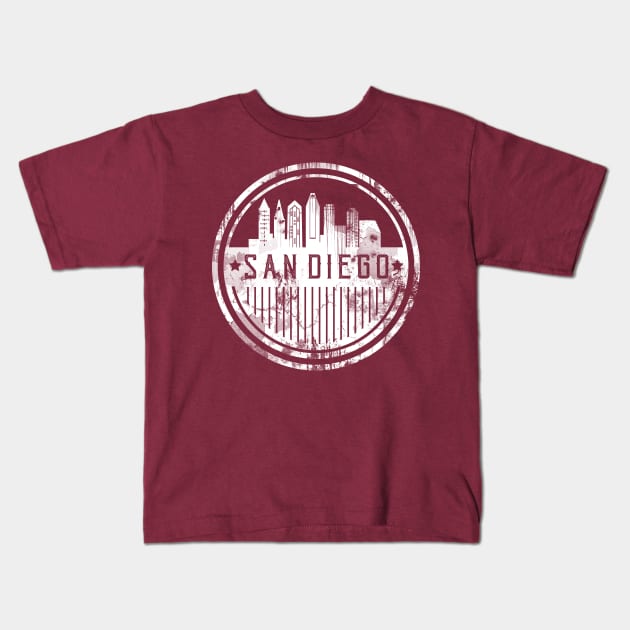 San Diego Grunge Old-school skyline Kids T-Shirt by DimDom